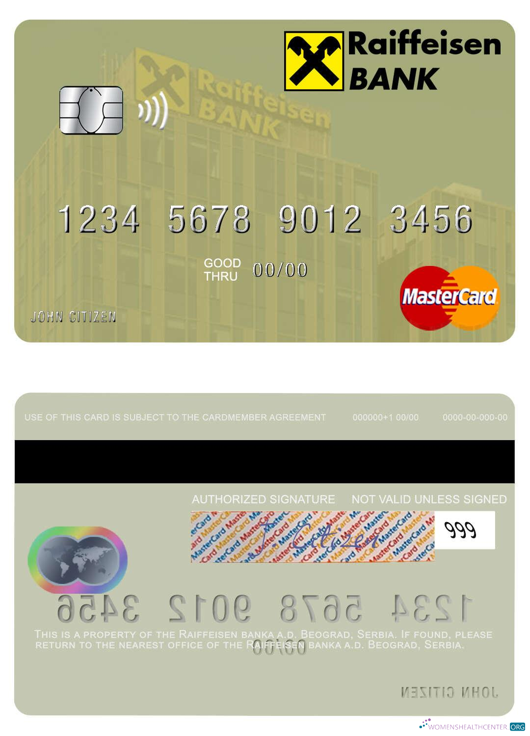 Download Serbia Raiffeisen banka a.d. Beograd mastercard Photoshop template